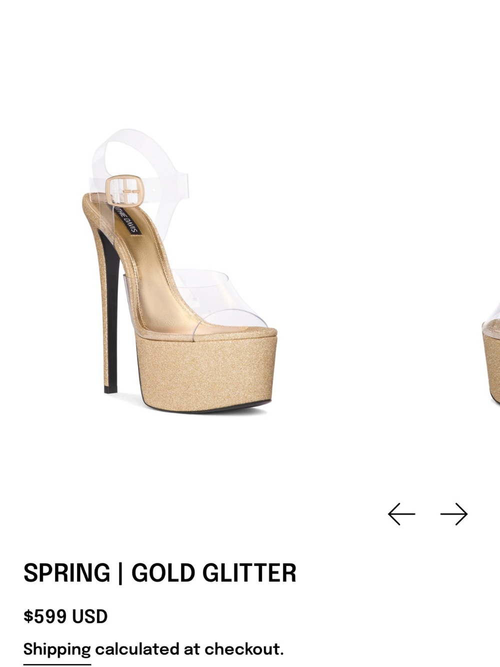 Ruthie Davis Spring Gold Glitter Platform Sandal size 41 / 9-9.5